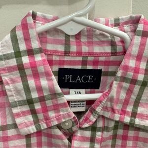 The Children's Place Pink and Green Plaid Button Down Shirt